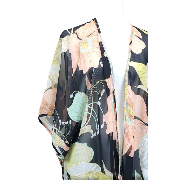 Lovey Day Cardigan Kimono Cover Up Sheer Lace Women S Multicolor Floral Beach - Picture 2 of 10